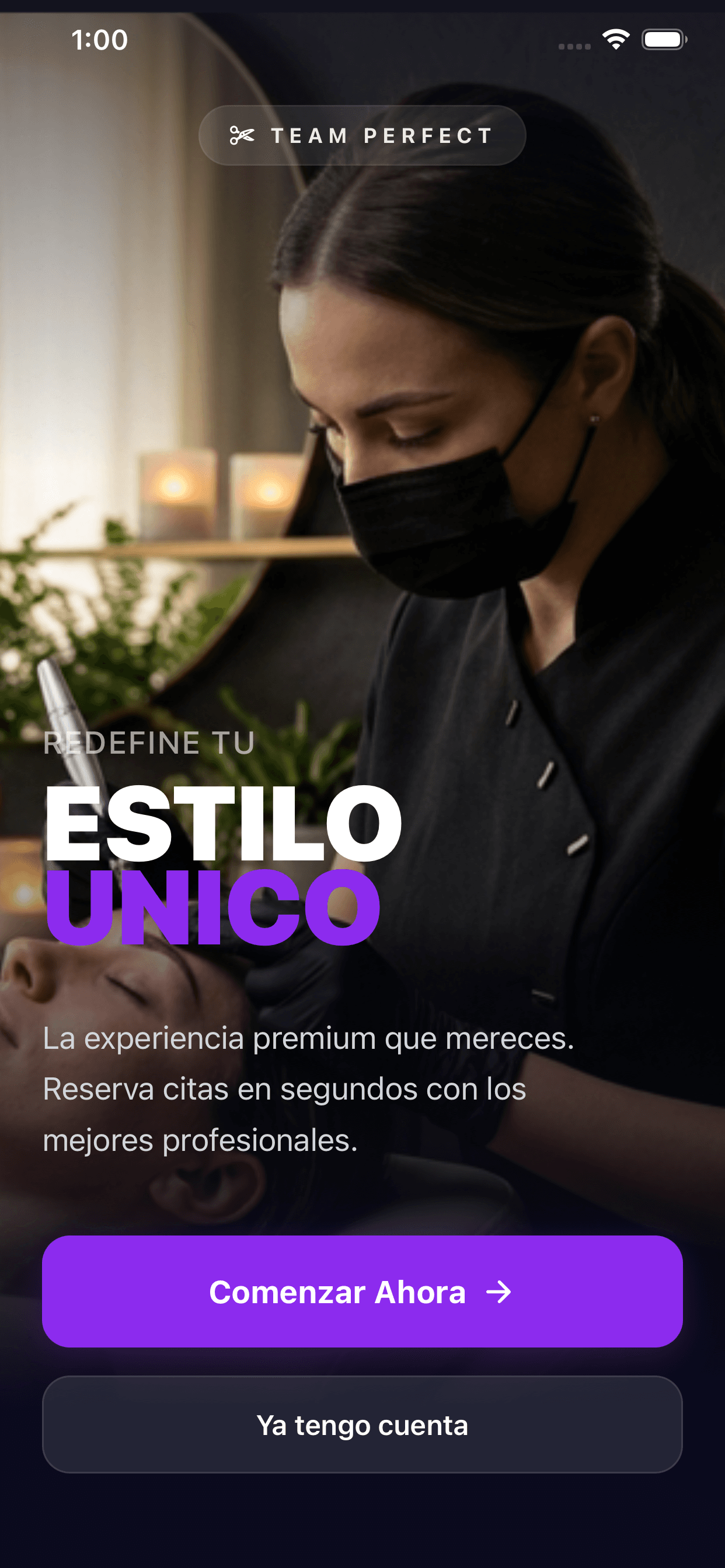 Perfect Book — Pantalla principal de la app con agenda de citas